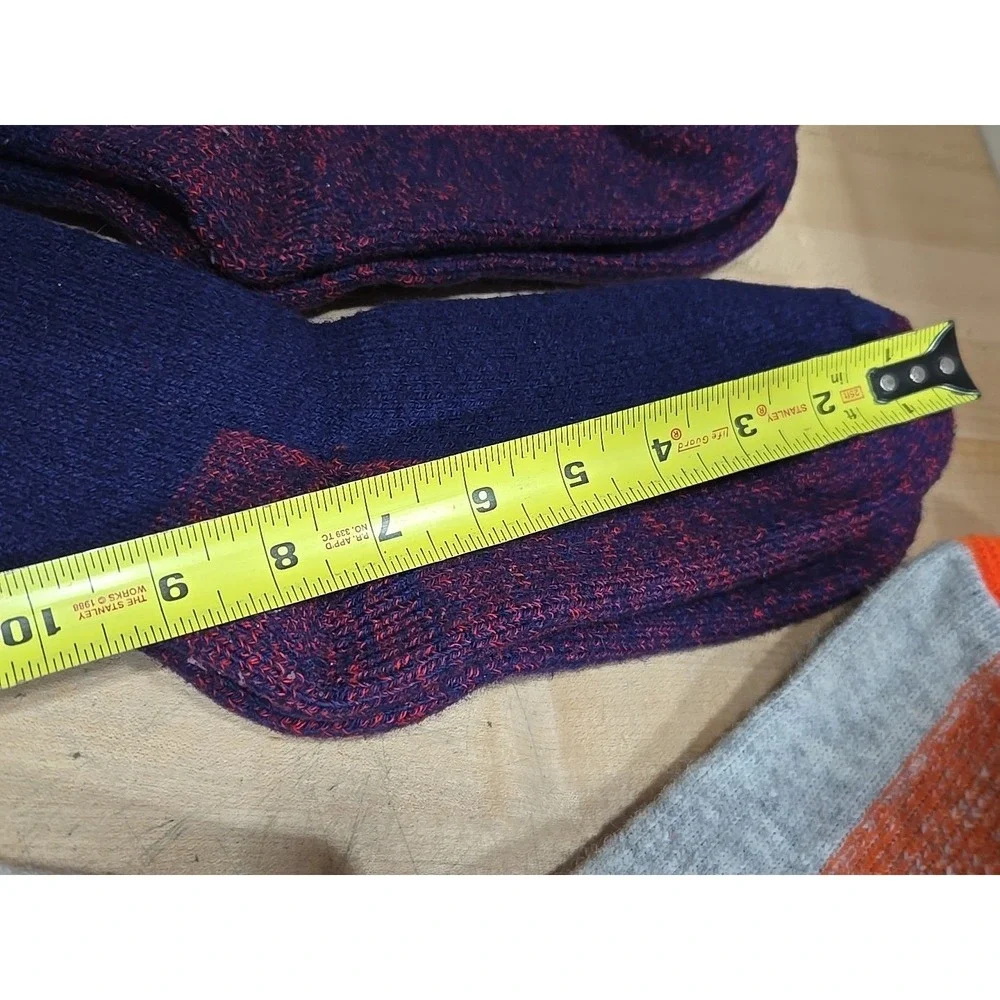 Vintage Men's Wool Boot Socks Lot of‎ 2 Pairs Blue & Red Colorblock NOS